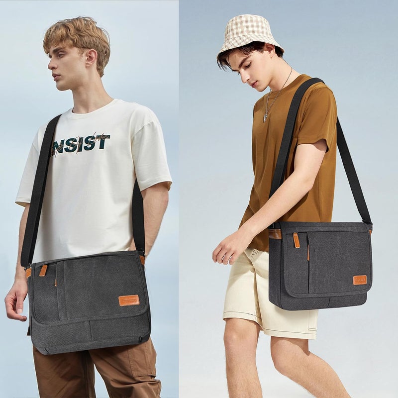 Estarer Messenger Bags for Men 13-13.3 Inch Laptop Briefcase Water Resistant Canvas Bag for Work/College/Commute Small Shoulder Crossbody Laptop Satchel - Image 2